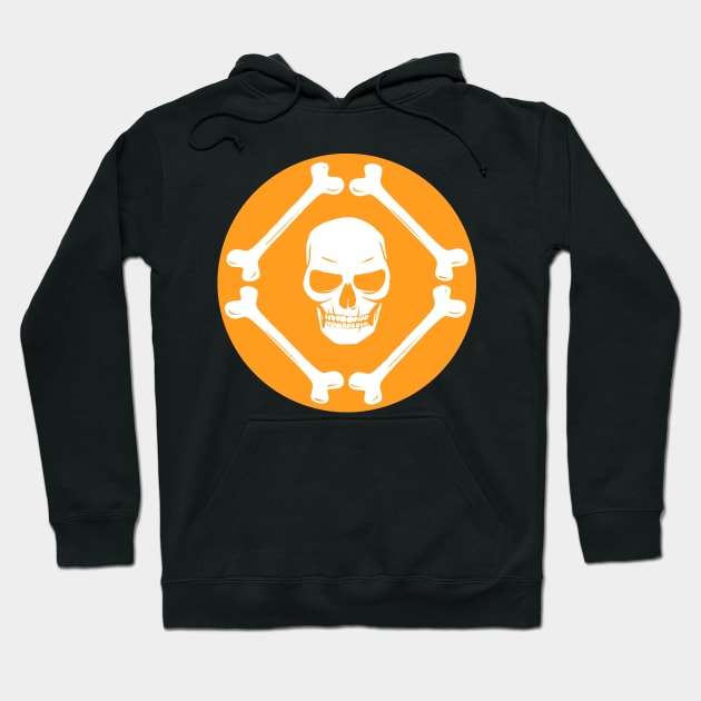 Skull and bones pattern pumpkin orange & white Hoodie by MariaMahar